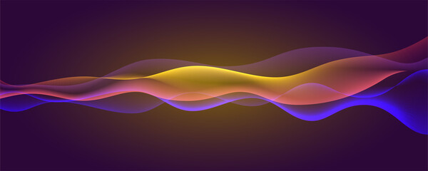 Flowing color lines. Glowing lines blending on color background. Curved wavy abstract pattern. Vector illustration