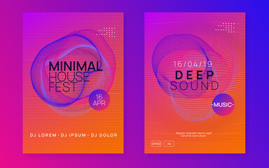 Neon club flyer. Electro dance music. Trance party dj. Electronic sound fest. Techno event poster.