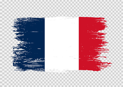 France flag with brush paint textured isolated  on png or transparent  background,Symbol of France, template for banner,card,advertising ,promote,web design,vector, top olympic gold winner