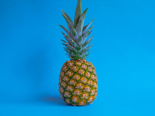 fresh pineapple on blue background.