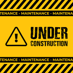 Yellow Square Under ConstructionMaintenance Vector Illustration