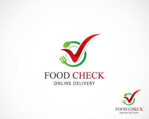 food check logo creative design concept online shop delivery sign symbol