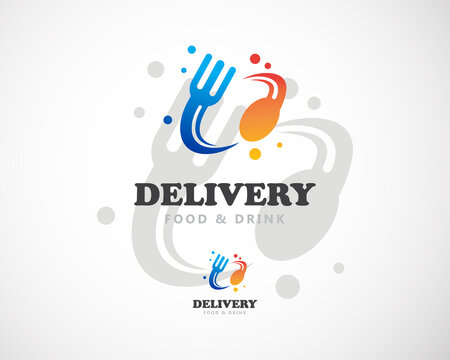 delivery food logo creative concept planet fast progress design template