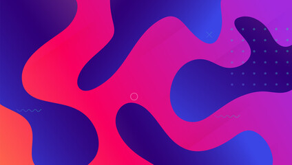 Fototapeta premium Fluid Banner. Business Frame. Neon Multicolor Wallpaper. Tech Modern Shape. Hipster Screen. Color Landing Page. Dynamic Design. Blue Bright Cover. Magenta Fluid Banner