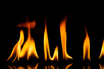 Flame fire  movement on a black background. - 448176656
