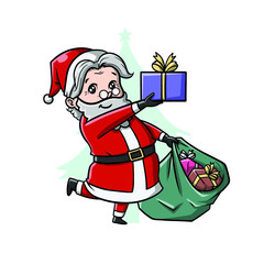 Santa Claus with His Christmas Gift