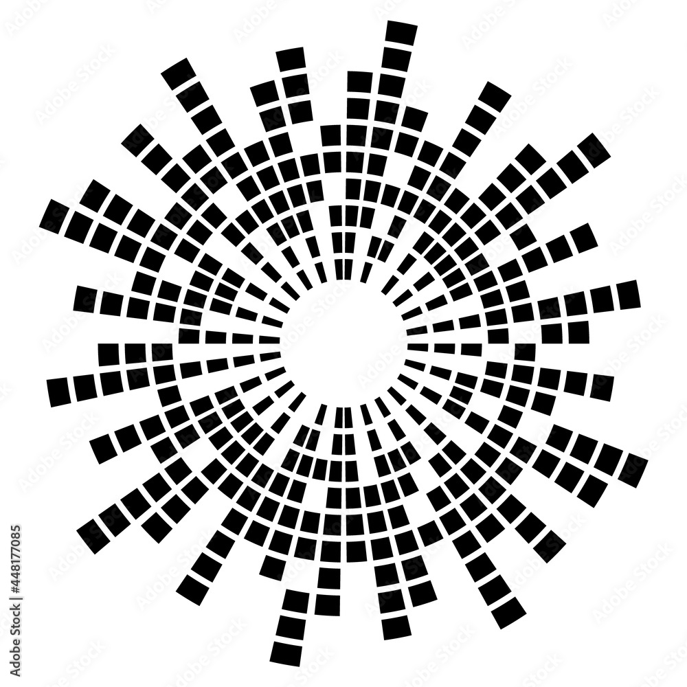 Poster abstract circular equalizer. eq round audio soundwaves. graphic equalizer. frame. vector illustratio