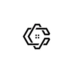 c initial real estate logo design vector template
