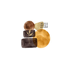 abstract watercolor hand paintes composition with gold elements