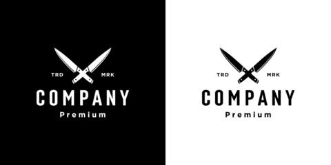 butcher knife logo design vector