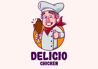 A cute Chef Mascot logo is a clean and professional logo template suitable for any kind of business or personal identity related to cafe, restaurant, or corporate.