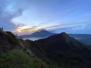 Sunrise View From Mount Batur On Bali, Indonesia - stock photo