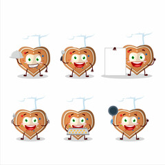 Cartoon character of gingerbread heart with various chef emoticons