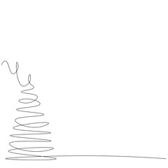 Christmas tree silhouette line drawing vector illustration