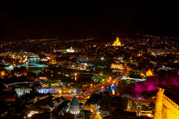 night view of the city tbilisi