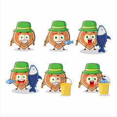 A fisherman gingerbread heart cartoon picture catch a big fish