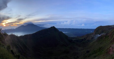 Obraz premium Sunrise View From Mount Batur On Bali, Indonesia - stock photo