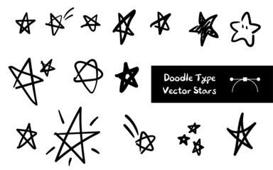 선이 살아있는 낙서 형태 별모양들
