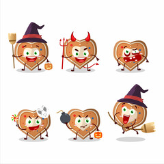 Obraz premium Halloween expression emoticons with cartoon character of gingerbread heart
