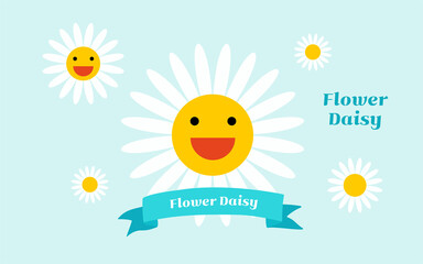 웃고 있는 데이지꽃 캐릭터
