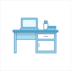 Simple desk vector with blue and white color suitable for icon or illustration