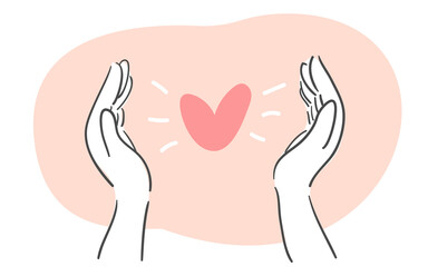 하트모양 양 옆으로 감싼 손
