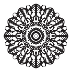 Black and white mandala with floral pattern. Coloring page.