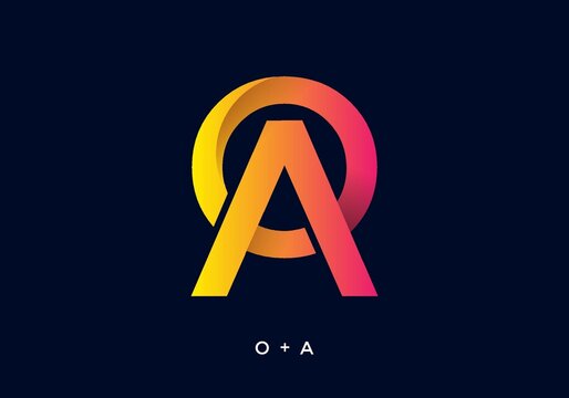 Pink yellow gradient color of AO initial letter