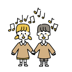 歌を歌っている幼稚園児