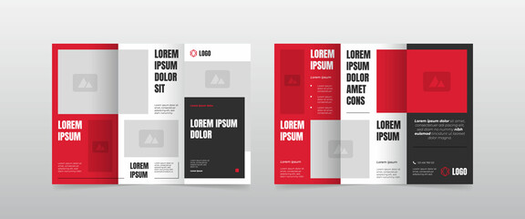 red trifold business brochure template	
