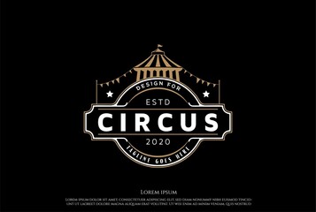 Vintage Retro Circus Tent Badge Label Emblem Sticker Logo Design Vector