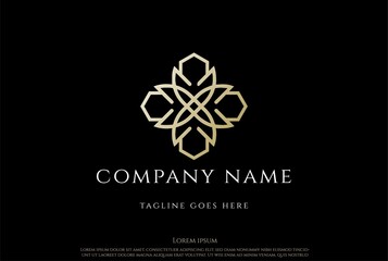 Simple Minimalist Elegant Luxury Mandala Flower Logo Design Vector