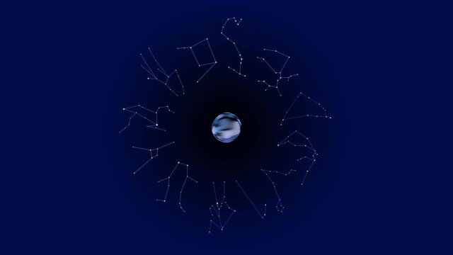 Circling twelve signs of the zodiac for horoscope.