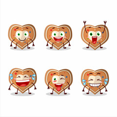 Cartoon character of gingerbread heart with smile expression