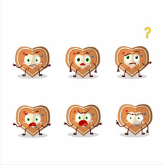 Cartoon character of gingerbread heart with what expression