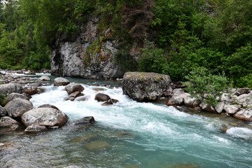Naklejka na ściany i meble Alaska's Little Susitna River flows from the Talkeetna Mountains