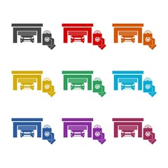 Garage color icon set isolated on white background