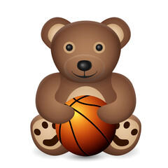 Teddy bear with basketball ball
