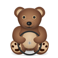 Teddy bear with bicycle tyre