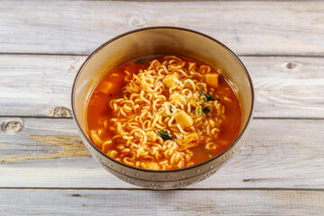 Spicy and delicious Korean instant ramen