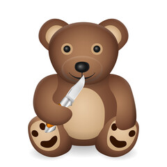 Teddy bear with camping knife