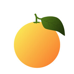 Vector illustration of orange with leaf.
