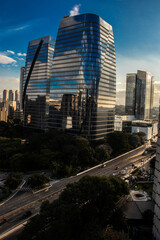 Fototapeta premium aerial view of commercial offices buildings on Juscelino Kubitschek Avenue, in the south side of Sao Paulo, city