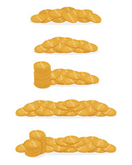 Piles of gold coins-a set. Piles and piles of gold coins.