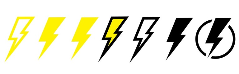 Set lightning bolt. Thunderbolt different style. Creative thunder and bolt lighting. Art design electric thunderbolt