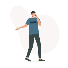 Men calling by telephone Communication and conversation with smartphone