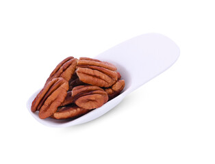 Pecans nuts isolated on white background