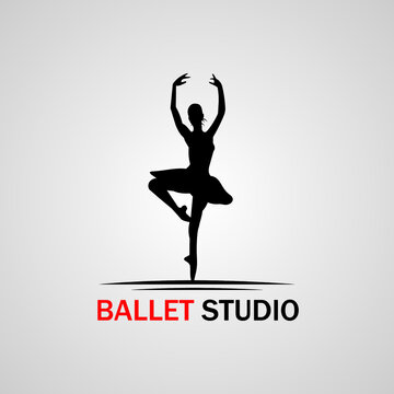 dance ballet academy logo design retro vintage vector illustration