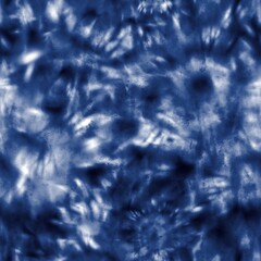 Seamless indigo shibori tie dye pattern for surface print. High quality illustration. Realistic digitally rendered tie dye in perfect repeat for apparel, textile or interior design. Japanese inspired