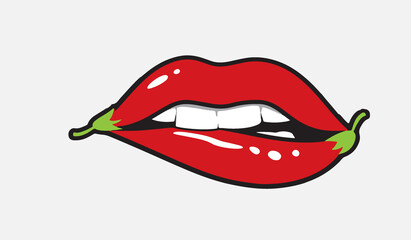 mouth lips lipstick kiss red red pepper - obrazy, fototapety, plakaty